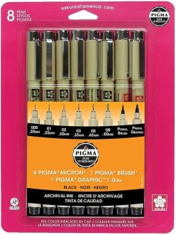 Outlet π Pigma® 8 Pen Set, Black by Sakura π€©
