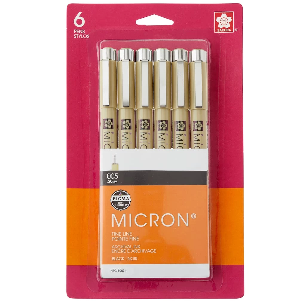 Brand new π Pigma® Micron™ 005 Fine Line Black Pens, 6ct. by Sakura π 3 Brand new π Pigma® Micron™ 005 Fine Line Black Pens, 6ct. by Sakura π