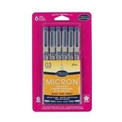 New π Pigma® Micron™ 03 Fine Line Black Pens, 6ct. by Sakura π