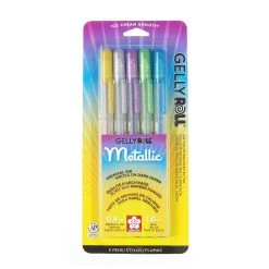 New π₯° Gelly Roll® Metallic® Gel Pen Set, 5 Hot Colors by Sakura π