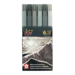 Cheap 🔥 Sakura® Koi Watecolor Brush Pen 6 Color Set, Grays 😀