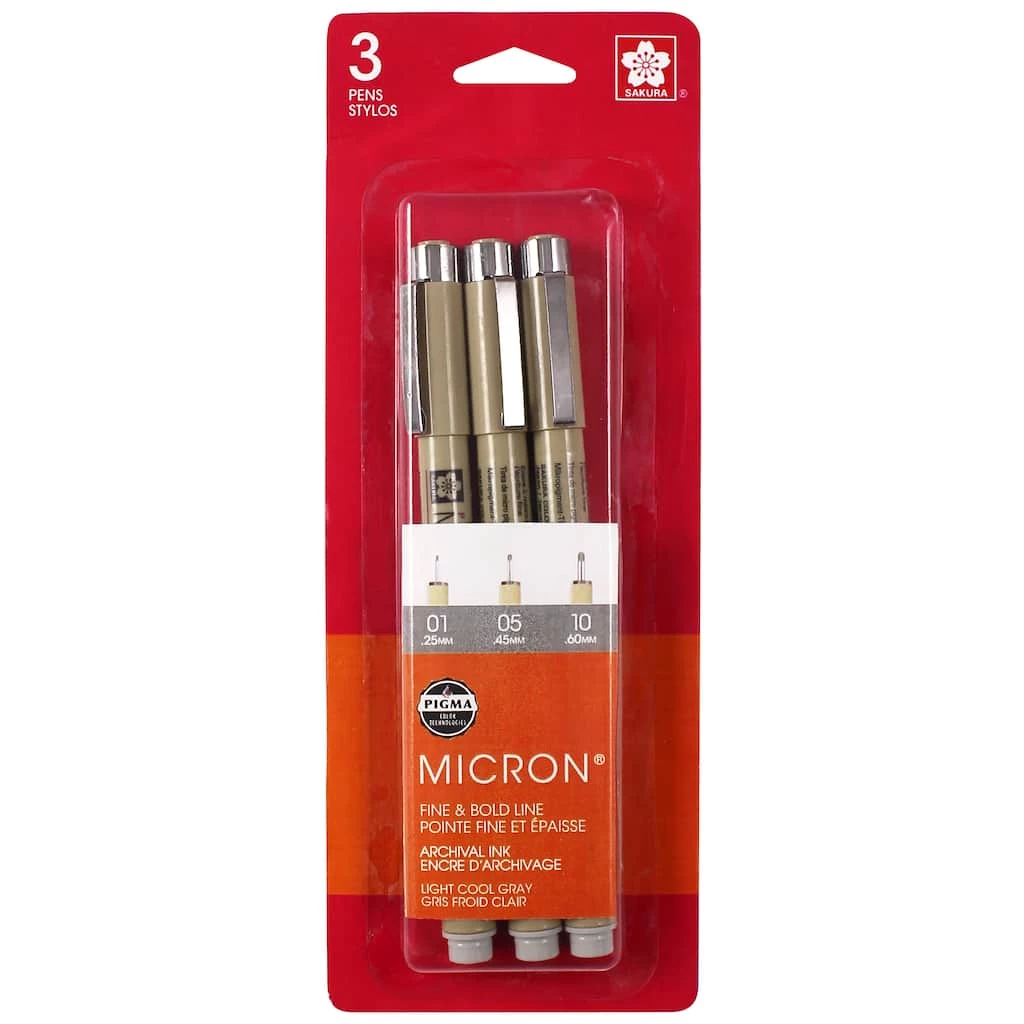 Buy π Pigma® Micron® Fine & Bold Line Light Cool Gray Pen Set by Sakura β 3 Buy π Pigma® Micron® Fine & Bold Line Light Cool Gray Pen Set by Sakura β